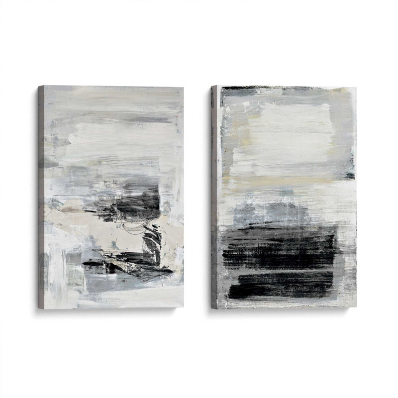 Waves of Neutral Energy Set of 2 Canvas Prints in a Black Frame, 48" x 32", H 18 po x l 24 po x P 1,75 po