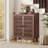 6-Tier Shoe Cabinet with Slatted Doors and Adjustable Shelves, Walnut-2045837620