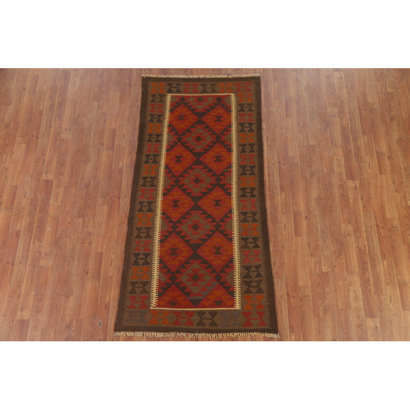 Kilim Reversible Wool Runner Rug 3x7