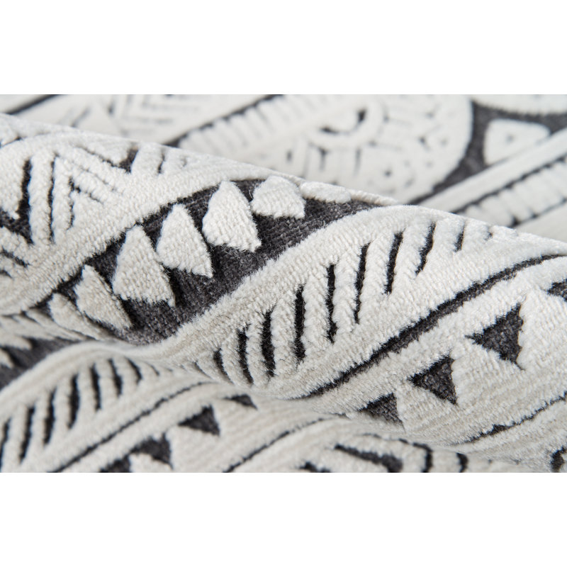 Adhitya Power Loom Ivory/Charcoal Rug, Rectangle 3'11" x 5'7"