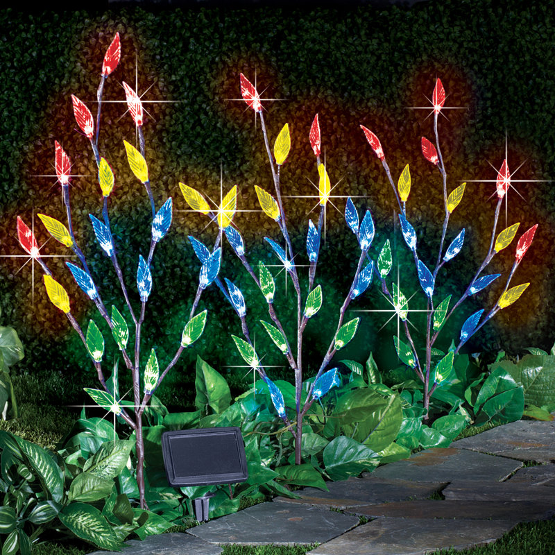 Leaf Branch Battery Lighted Trees and Branches, Yellow/Blue/Green
