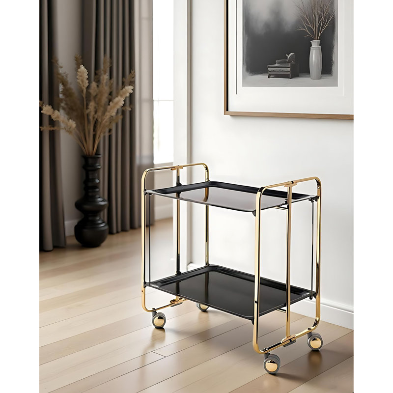 Yates Serving Cart, Gold, Black
