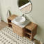 48'' Wall-Mounted Floating Bathroom Vanity with Quartz Top and Soft-Close Doors & Storage Shelves-185300480