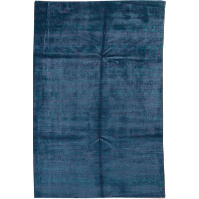 Hand-Knotted High-Quality Dark Blue Area Rug