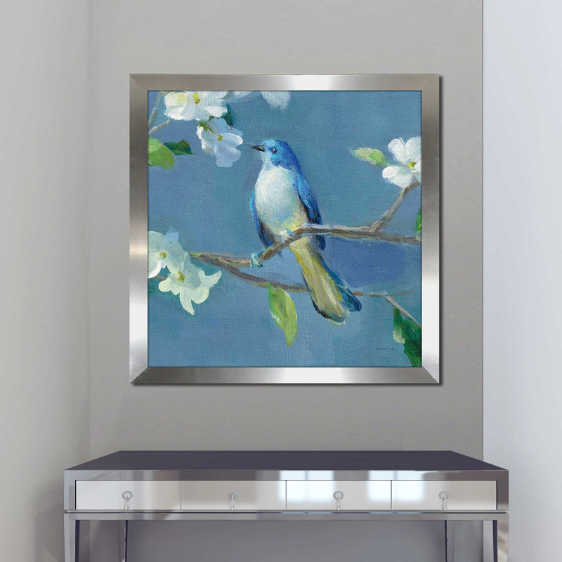 Le printemps dans le quartier III - peinture, Encadrement argenté, H 25,5 po x l 25,5 po x P 1 po