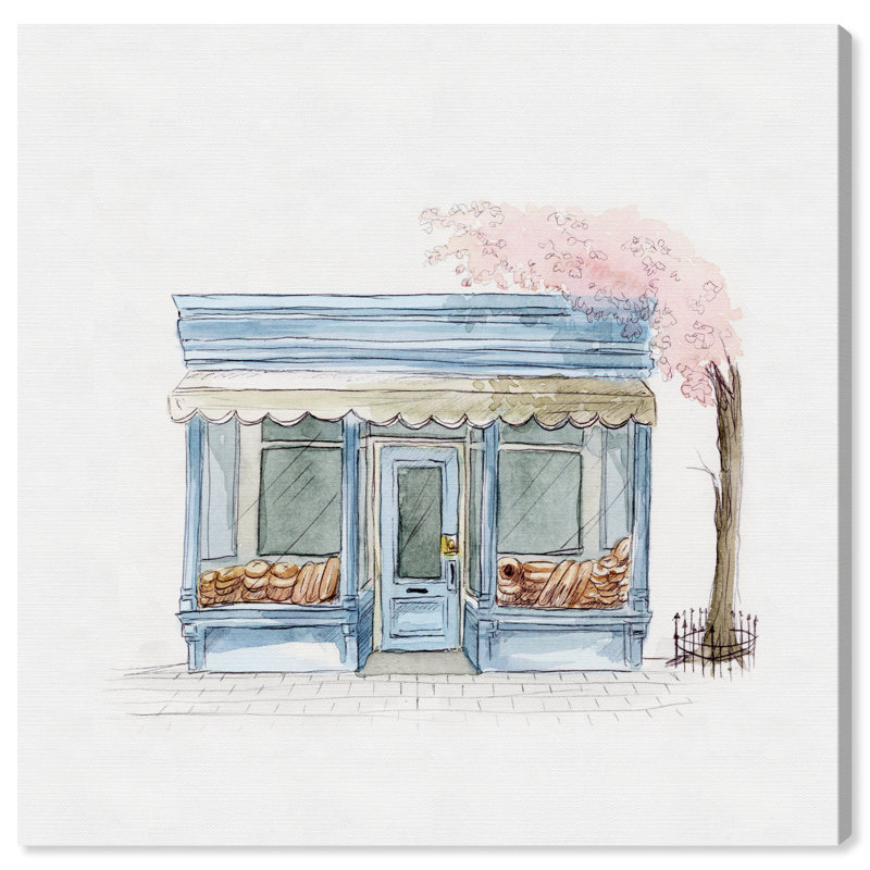 «Food and Cuisine» Le Petit Bakery B pâtisserie, reproduction d'art sur toile tendue, H 12 po x l 12 po x P 0,8 po
