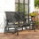 Banc oscillant d'extérieur, causeuse double pour terrasse, noir