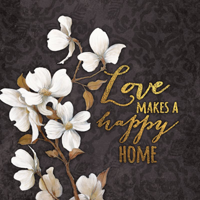 Love Makes Happy Gold - Wrapped Canvas Print