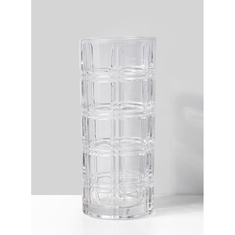 Vase de table cylindrique en verre gravé Richins