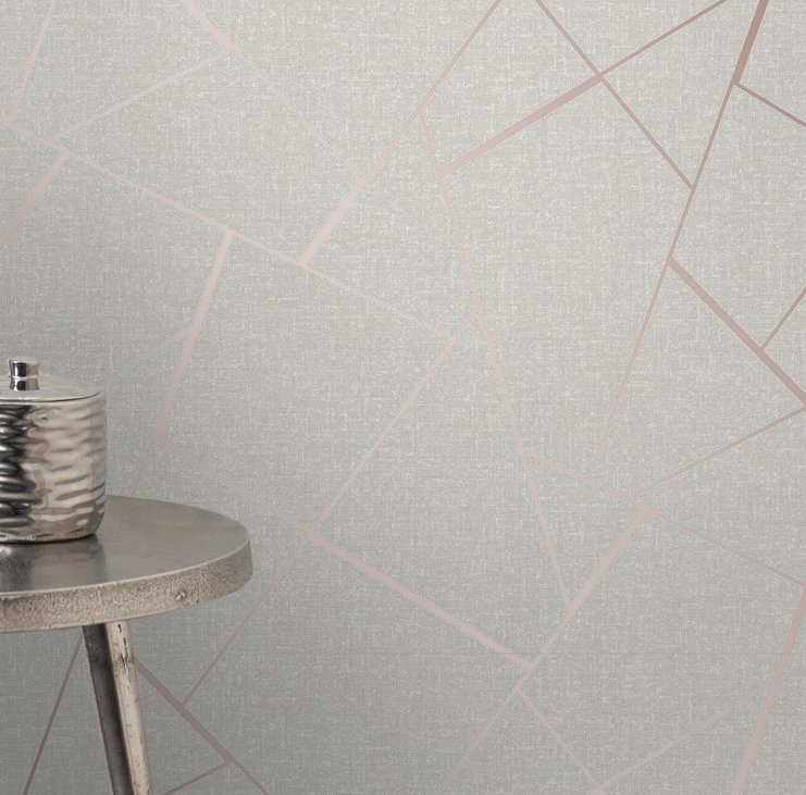 Fractal 10m x 53cm Wallpaper Roll, Rose Gold