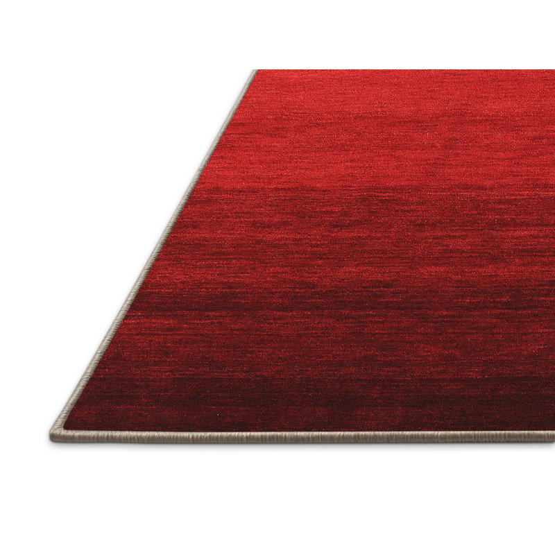 Tapis abstrait rouge tissé à la machine Deyona, Rectangle 7 pi x 10 pi