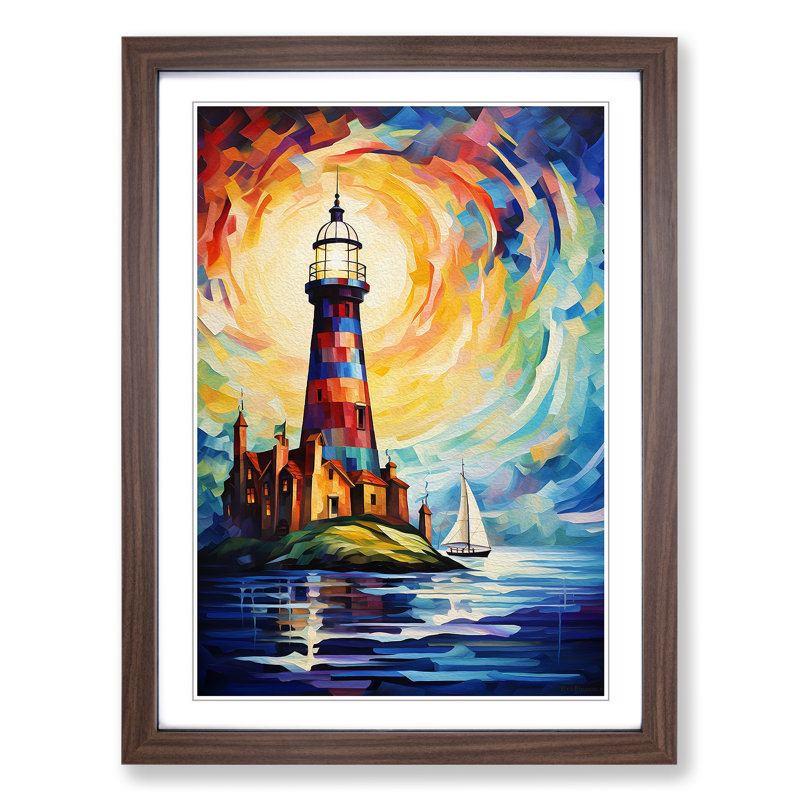 Lighthouse Abstract Art - Framed Print, Walnut Framed, 34cm H x 25cm W x 2cm D