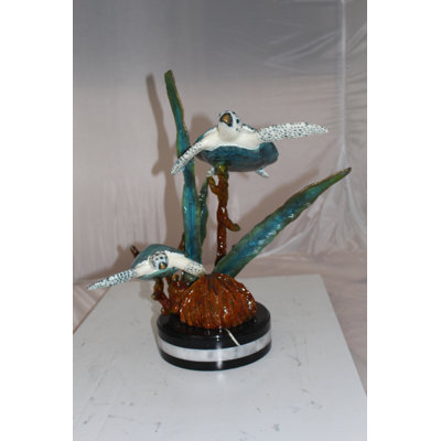Helton Two Sea Turtles Swimming Statue