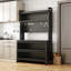 Étagère de boulanger de cuisine de 65 po de hauteur avec armoire à portes rabattables, buffet à 5 niveaux pour four à micro-ondes, café, assemblage rapide, gris