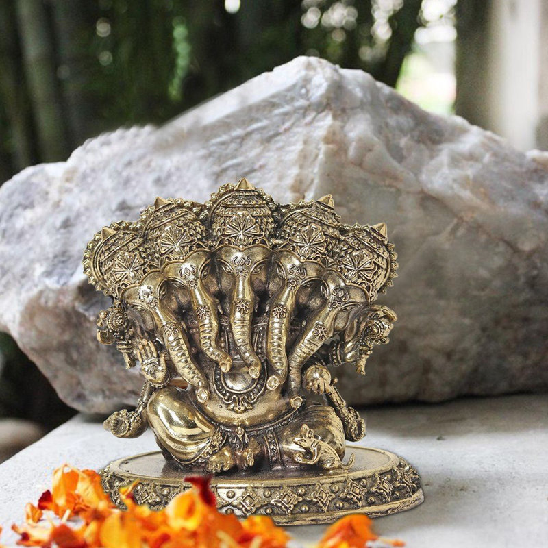 4 petites statues en laiton Panchamukhi Ganesha superbes tailles multiples en laiton doré Home Temple Decor Gift DDH551