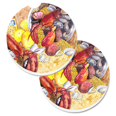 Ceramic Round 2 Piece Car Coaster Set