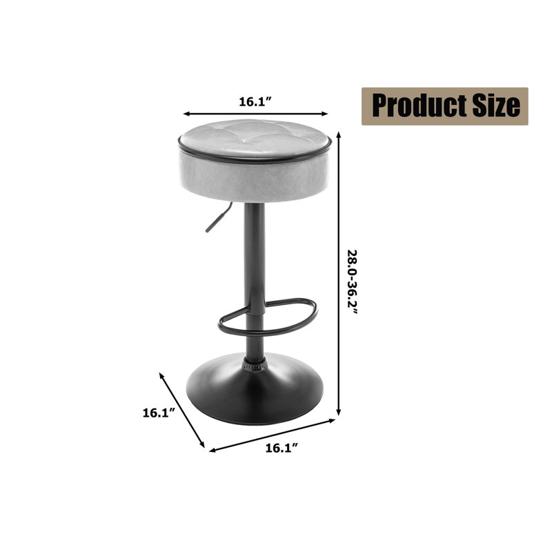 Tabouret de bar rotatif à hauteur ajustable avec structure en métal Fulks, Beige