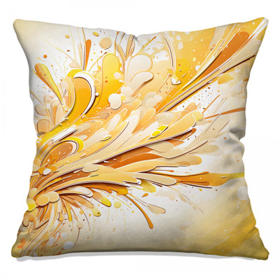 Abstract Yellow Splash Double Sided Throw Pillows