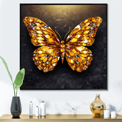 " Black And Gold Diamonds Butterly I "