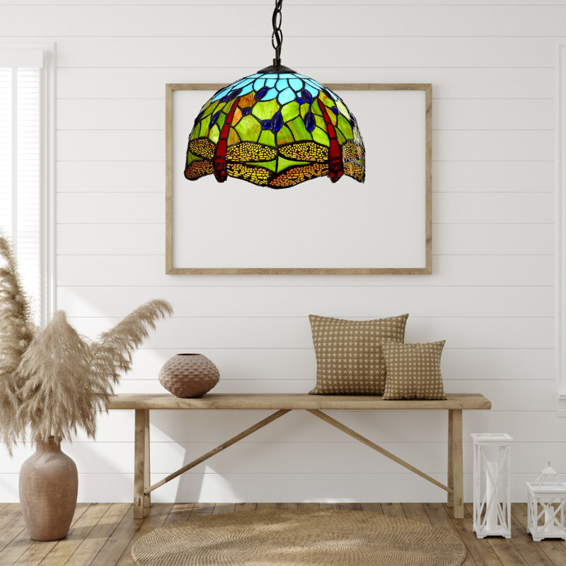Stellan 1 - Light Stained Glass Dome Pendant