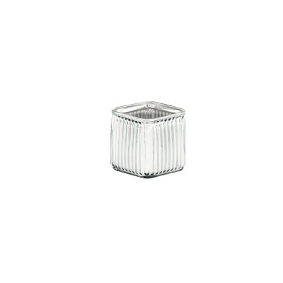 Machine Made Glass Cube Vase Silver-5.00''H