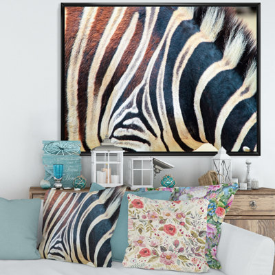 Détail des lignes de zèbre noir et blanc I - reproduction sur toile