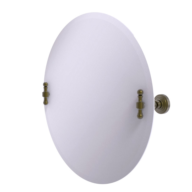 Miroir décoratif rond 22 po Retro Wave, Laiton antique