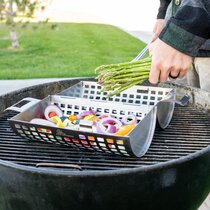 Outset 20 X 9 Non-Stick Meatball Grill Basket With Rosewood Handle