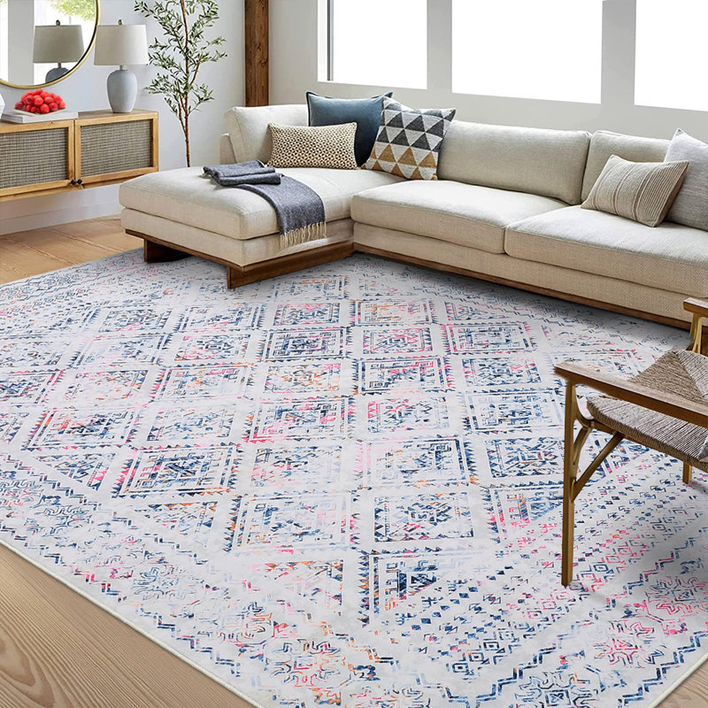 Tapis rétro géométrique délavé rétro Boho, Rectangle 6 pi x 9 pi