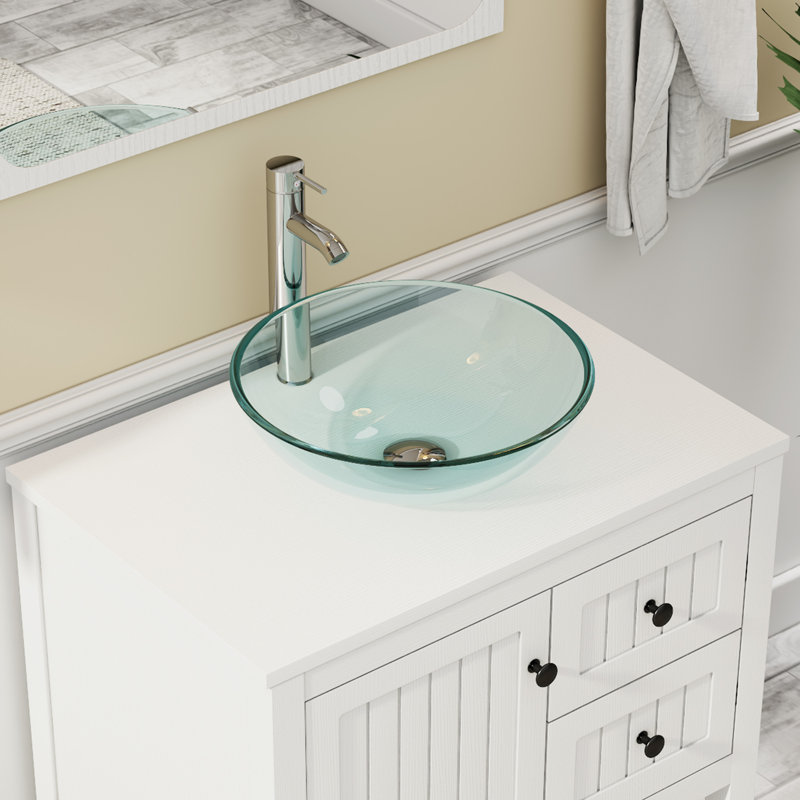 Sharee 30" Single Bathroom Vanity Set With Vessel Sink, Faucet And Drain, Assembly Required, White