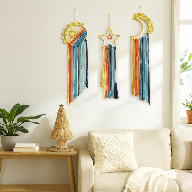 Ensemble de 3 tapisseries en macramé Boho