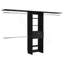 Système de placard l 70 po - l 118 po, trois tringles de suspension, cinq tablettes, un tiroir, noir