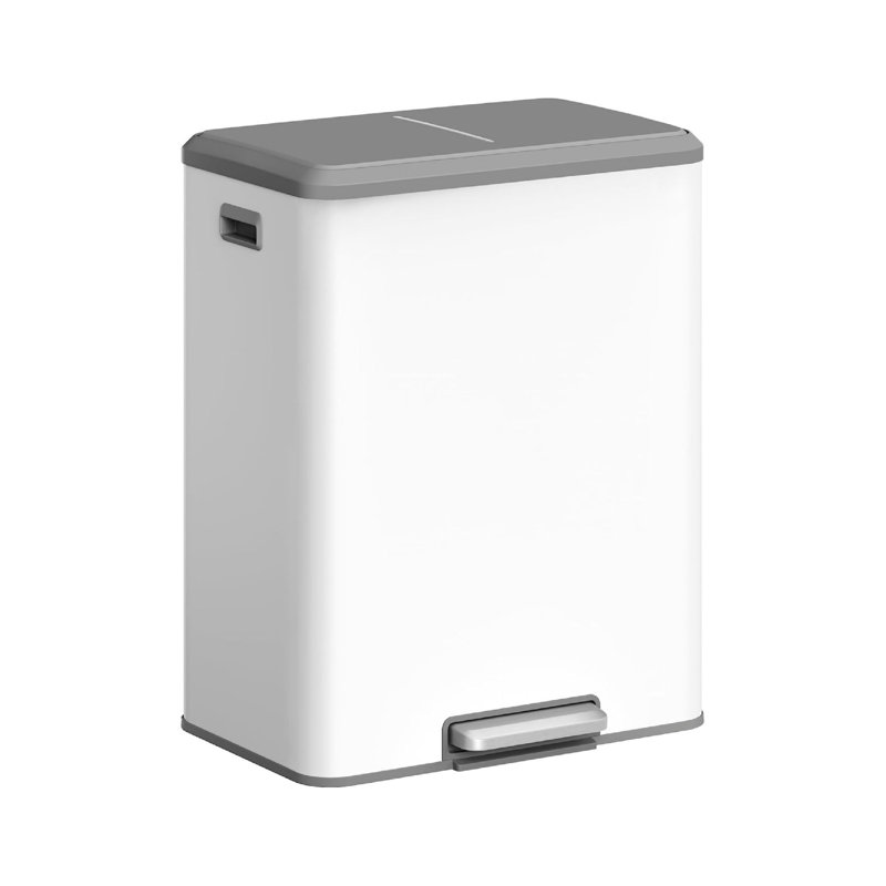 White Kitchen Bin (2 x 30 L) Double Rubbish Bin for Recycling and Waste