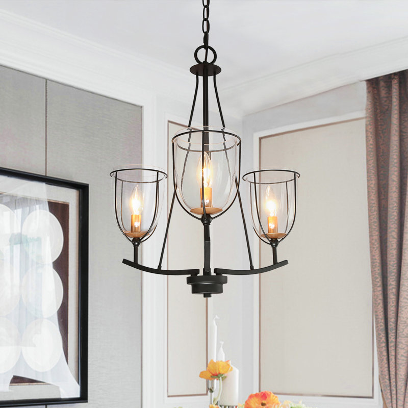 Lustre géométrique unique à 3 lumières, Noir