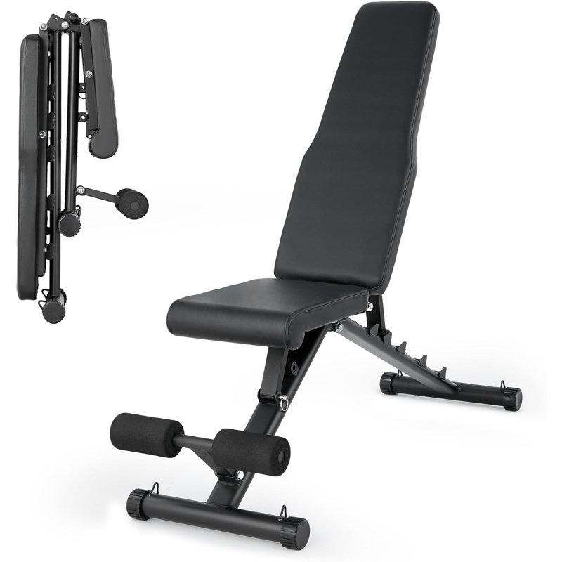 Adjustable Weight Bench 200kg, Foldable Incline/Decline/Flat Home Gym Bench for Full Body Workouts