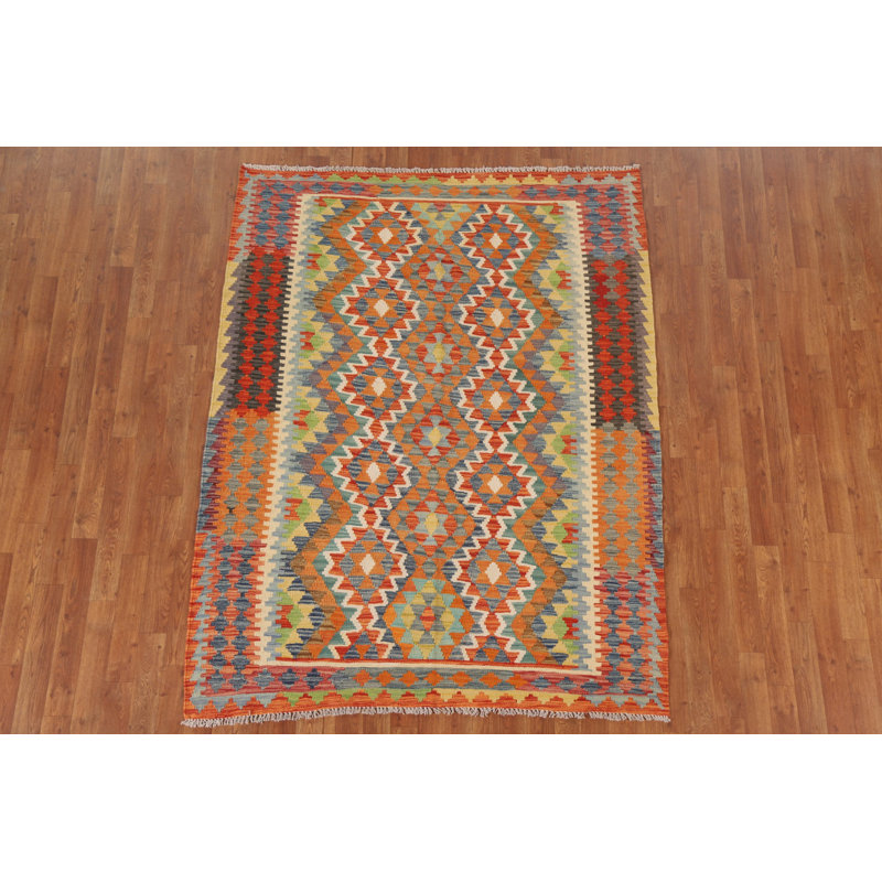 Tapis oriental en laine réversible kilim 5 x 6