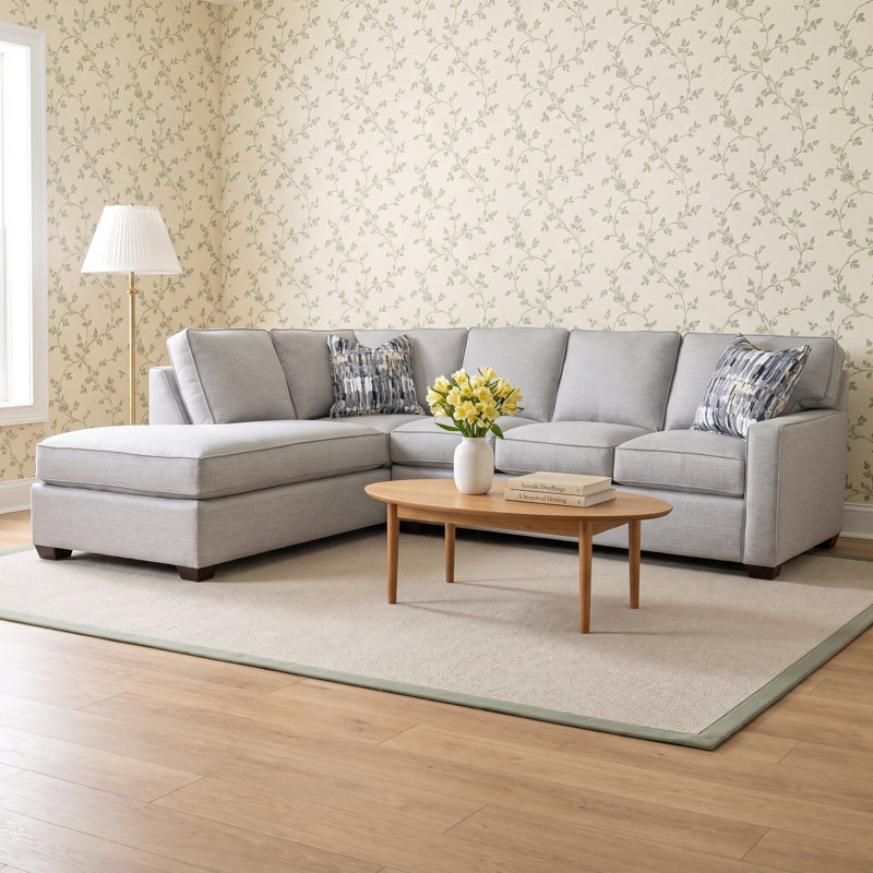 Ellora Two-Piece Bumper Sectional With Sleeper, Elite Ivory; 0321-91, Java, Left Hand Facing