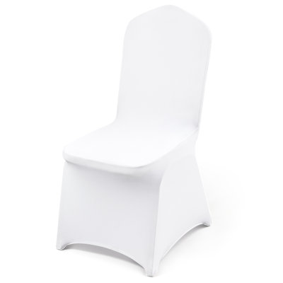 Chair Covers, Polyester Spandex Chair Cover, Stretchy Flat-Front Chairs Protective Slipcover, Universal Fitted for Dining Party Wedding Banque (White)