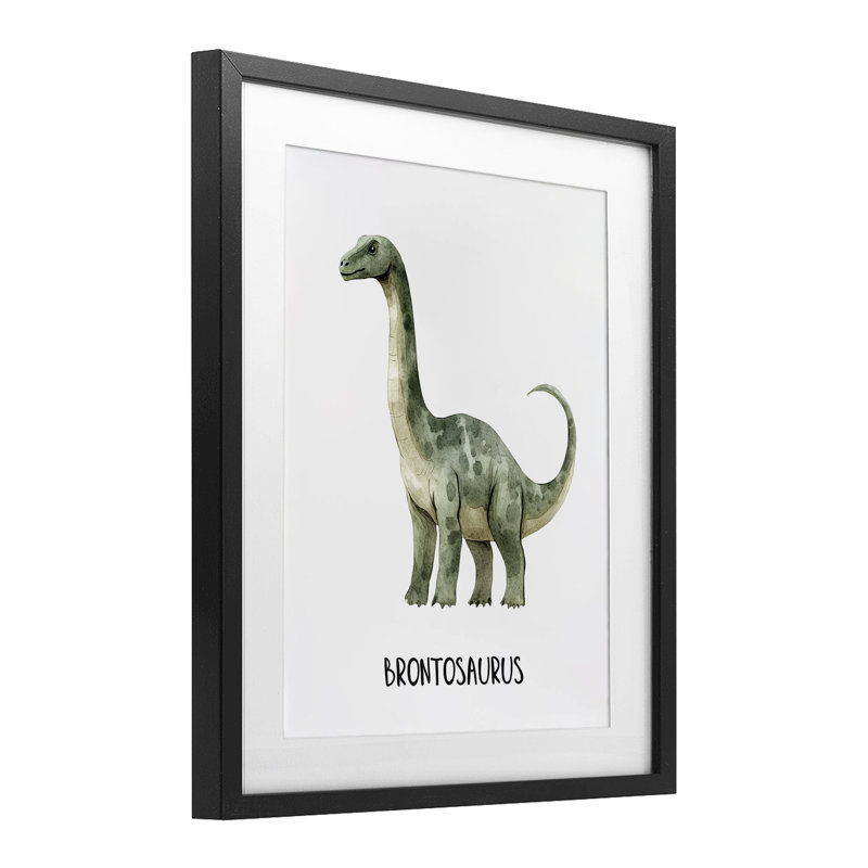 «Meet The Brontosaurus», reproduction d'art sous verre encadrée par Christine Simpson Art, H 21 po x l 17 po