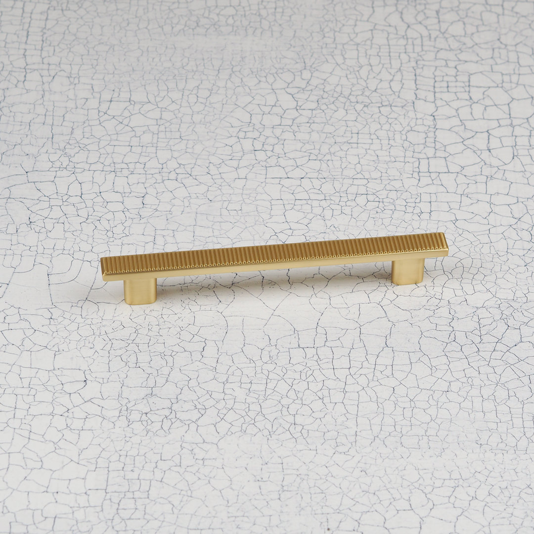 Satin Brass Ribbed Handle Collection & Coordinating Knobs