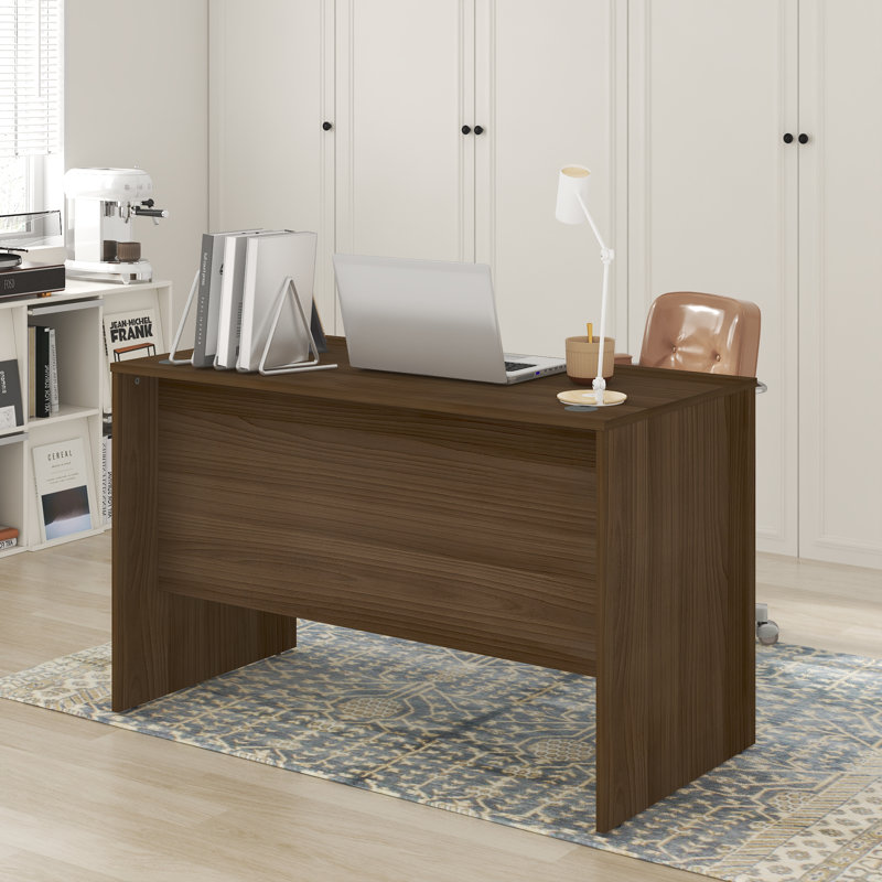 Furinno ROGER Office Desk, 47 Inch Executive Desk, Computer Desk, with Desk Cord Grommet, For Home Study, Office, Modern Walnut