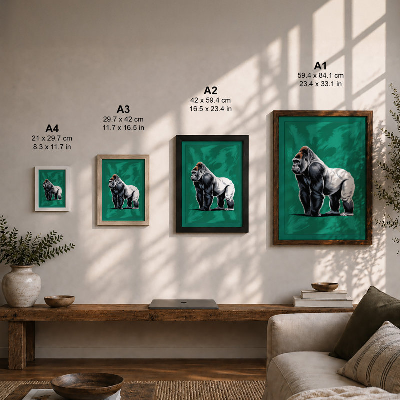 Silverback Strength Modern - Framed Print, Unframed, A4 - 29.7 x 21.0 cm