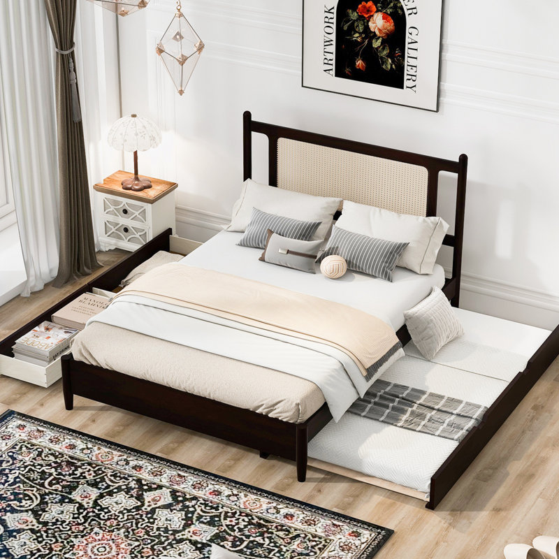 Lit plateforme avec rangement Poler, Espresso