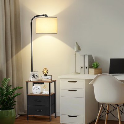 Lampe de table à intensité variable 62 po avec tiroir et table de bout Zoula pour salon