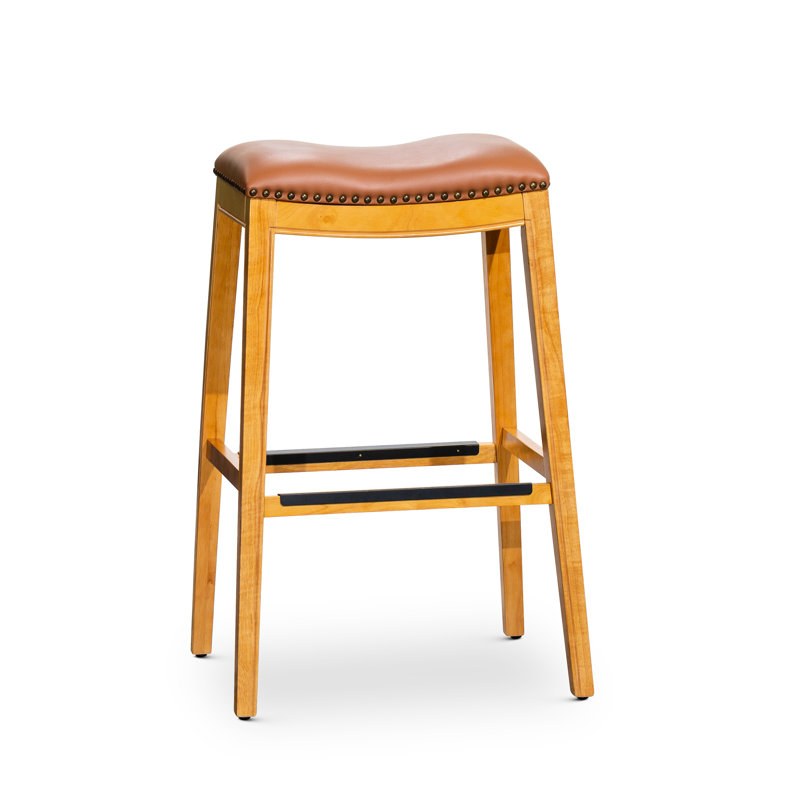 Tabouret de bar 30 po de couleur naturelle avec siège en cuir reconstitué - Selle douce confortable et élégante, Naturel