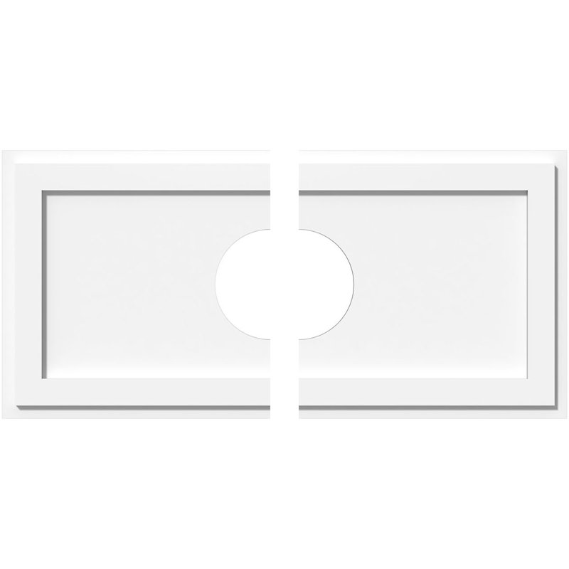 34"W x 17"H x 7"ID x 11 3/4"C x 1"P Rectangle Architectural Grade PVC Contemporary Ceiling Medallion, Two Piece