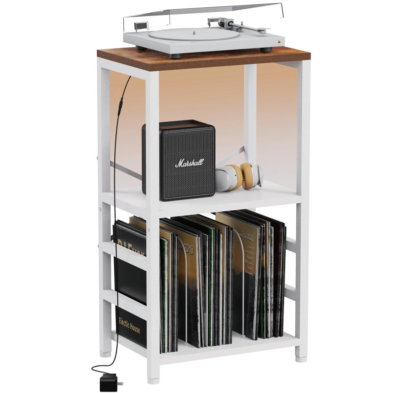 76.98 cm H Media Shelves, Brown/White