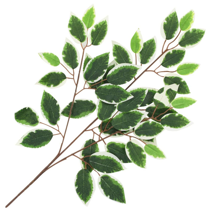 25.59cm Faux Ficus Plant, Green/White