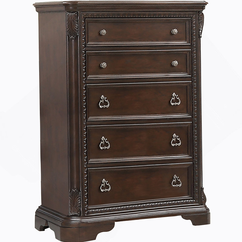 Commode 5 tiroirs en acajou traditionnel