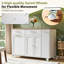 Îlot de cuisine 52 po avec rangement pour poubelle cachée, table d'îlot mobile pour la cuisine, îlot de cuisine roulant avec tablettes coulissantes, tiroirs, tablette réglable, blanc